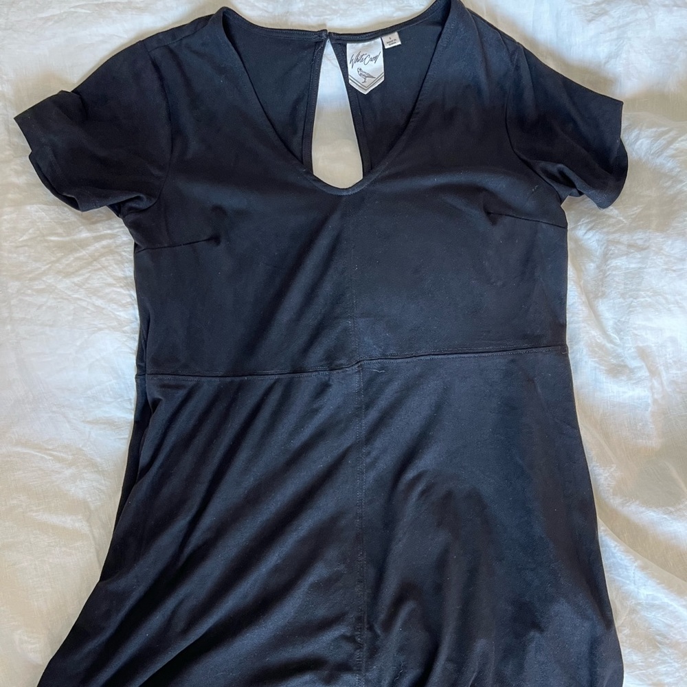 Black suede mini dress!